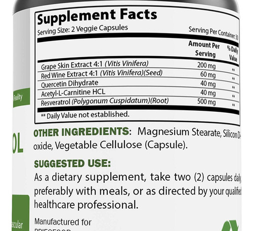 Brieofood Resveratrol 500mg - Antioxidante Natural - Imagem 3