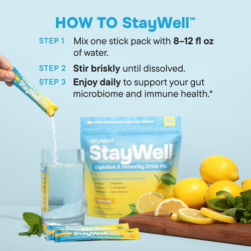 Drink Mix Nouri Staywell Digestive & Immunity, Pacotes De 30 - Imagem 5