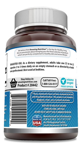 Suplemento De L-triptofano Amazing Nutrition 500 Mg 120 - Imagem 3