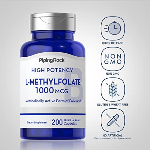 Piping Rock L-metilfolato 1000 Mcg | 200 Cápsulas | Otimizad - Imagem 3