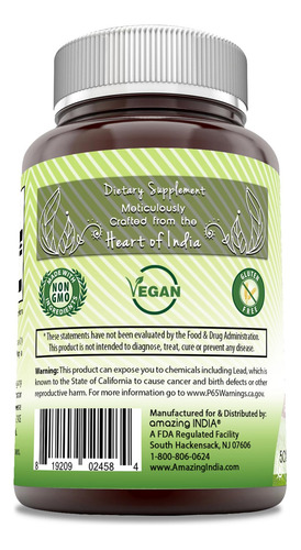 Suplemento Amazing India Arjuna 500 Mg 120 Cápsulas Vegetais - Imagem 2