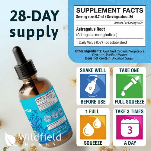 Extrato De Astragalus Wildfield Herbs 2 Oz, 2000mg, Sem Sabo - Imagem 5