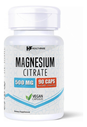 Cápsulas De Citrato De Magnésio Da Saúde | 500mg | 90 Cápsul