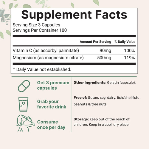 Suplementos Microingredientes Citrato De Magnésio Puro 500mg - Imagem 2