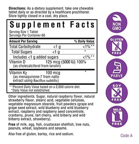 Bluebonnet Nutrition Vitamina D3 E K2 Earthsweet Comprimido - Imagem 8