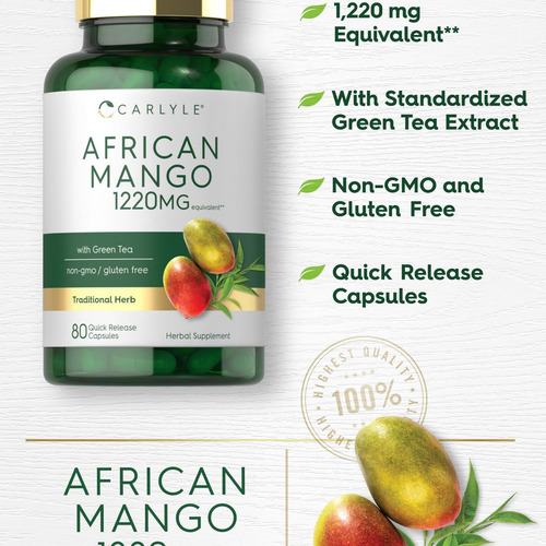 Suplemento De Manga Africana Carlyle 1220mg Com Chá Verde - Imagem 5