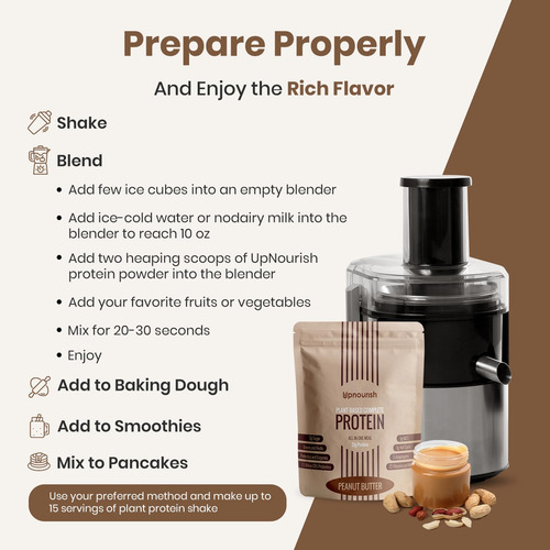 Proteína Em Pó Upnourish Peanut Butter Vegan 21g 15 Porções - Imagem 5
