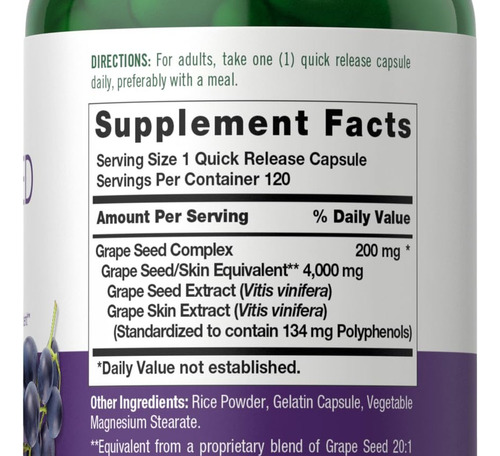 Extrato De Semente De Uva Carlyle 4.000 Mg - 120 Cápsulas - Imagem 2