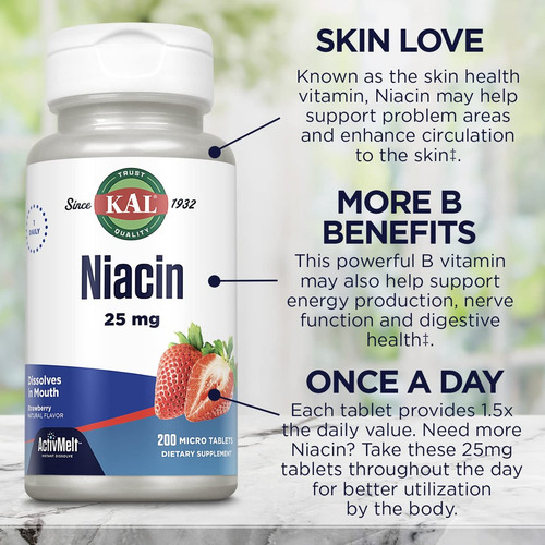 Comprimidos De Niacina Kal Kal 25 Mg, Morango, 200 Unidades - Imagem 7