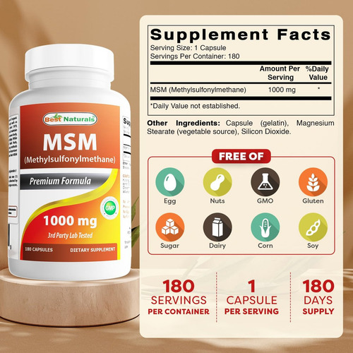 Naturals Natural Msm 1000 Mg 180 Cápsulas - Imagem 4