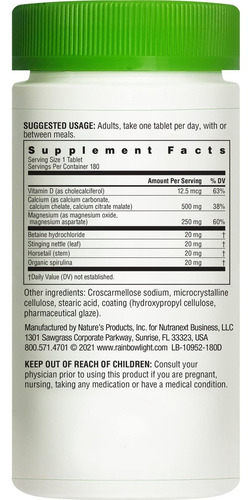 Comprimidos De Cálcio E Magnésio Rainbow Light Com Vitamina - Imagem 9