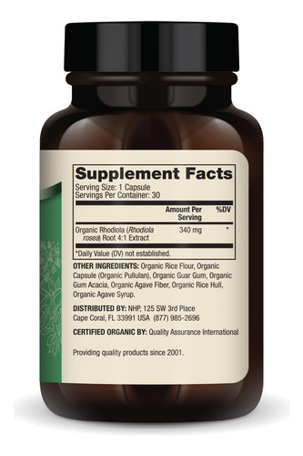 Suplemento Dr. Mercola Rhodiola Extract 30 Cápsulas Orgânica - Imagem 2