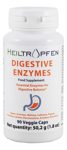 Enzimas Digestivas Heiltropfen | 90 Cápsulas Vegetais | Supl