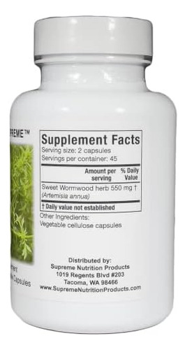 Supreme Nutrition Artemisia Supreme, 90 Cápsulas Vegetariana