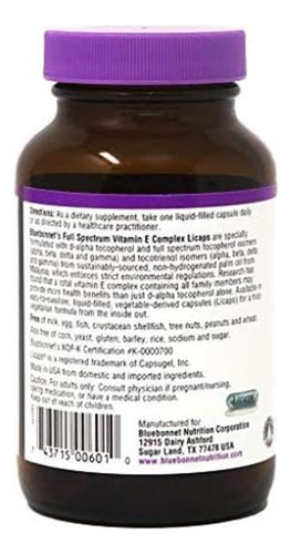 Bluebonnet Natural Full Spectrum Vitamin E Complex - 60 Lica - Imagem 9