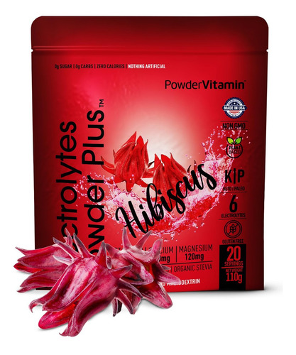 Pó De Eletrólito De Hibisco Sem Açúcar E Vitamina Em Pó