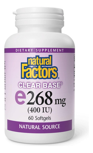 Natural Factors Vitamina E 400 Ui, 60 Cápsulas Gelatinosas