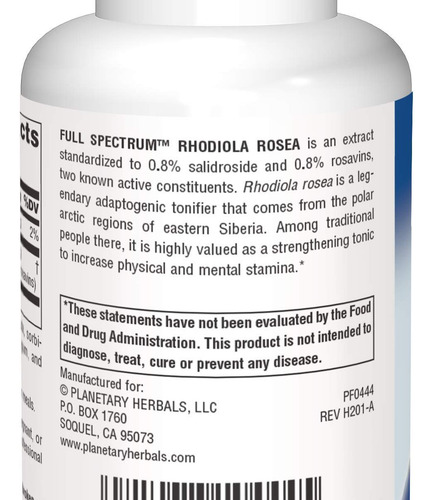 Comprimidos De Extrato De Rhodiola Da Planetary Herbals, 60 - Imagem 2