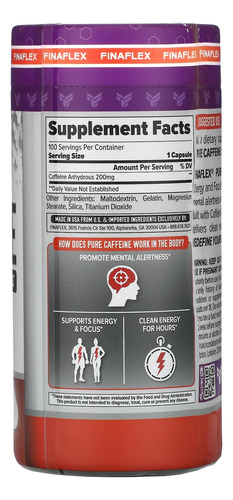 Suplemento Finaflex Pure Caffeine 100 Cápsulas - Imagem 2