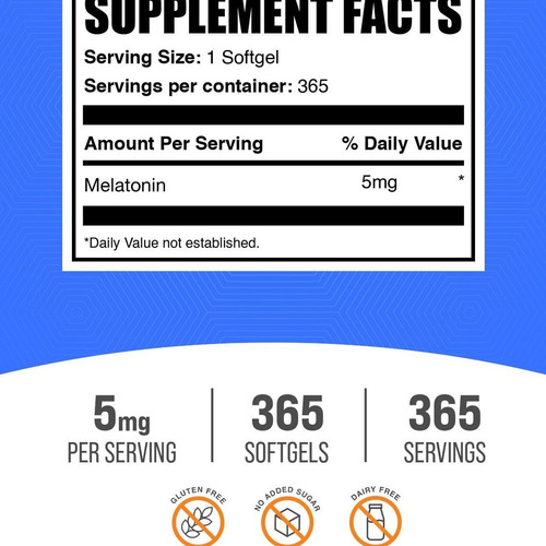 Cápsulas Gelatinosas De Melatonina 5 Mg Da Bulksupplements - - Imagem 3