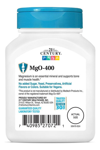 Comprimidos De Mgo 400 Mg Do Século Xxi, 90 Unidades, Sortid - Imagem 7