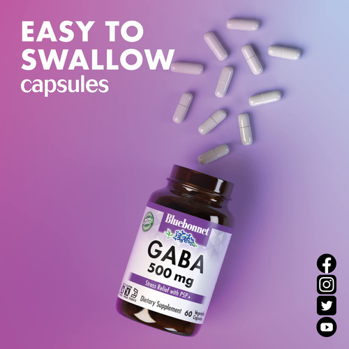 Suplemento Bluebonnet Nutrition Gaba 500mg 60 Cápsulas - Imagem 6