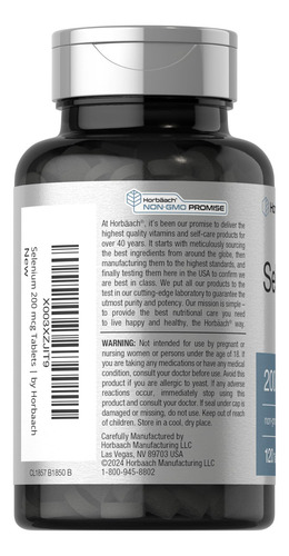 Suplemento Horbäach Selênio 200mcg | 120 Comprimidos | Não-o - Imagem 3