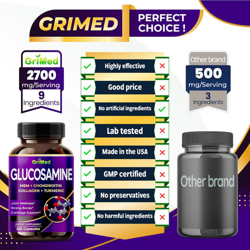 Grimed Glucosamina 12.000 Mg - X12 Power Com Msm, Condroitin - Imagem 2