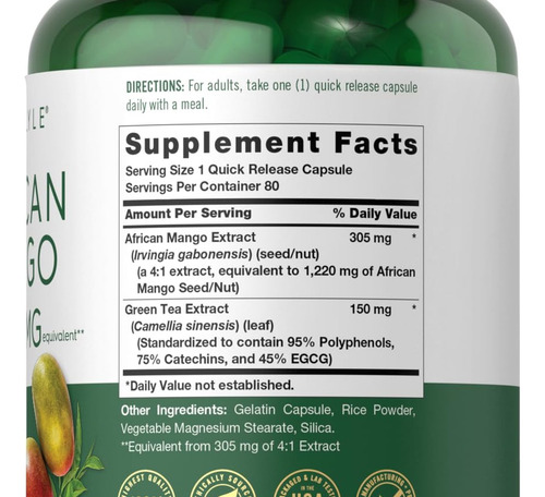 Suplemento De Manga Africana Carlyle 1220mg Com Chá Verde - Imagem 4