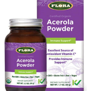 Suplemento Flora Acerola Em Pó Com Garrafa De Vidro De 50 Ml