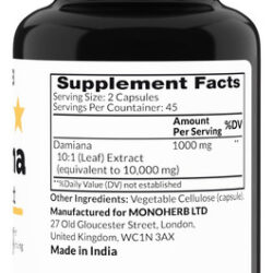 Extrato De Damiana Monoherb 1000 Mg - 90 Cápsulas Vegetais