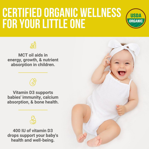 Ivvion Gotas De Vitamina D3 Orgânica Para Bebês, Pacote Com - Imagem 7