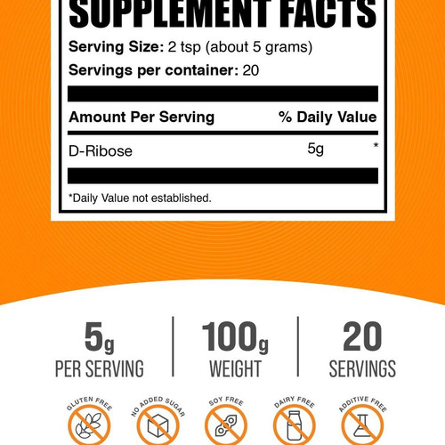 Bulksupplements D-ribose Em Pó - Suplemento Energético - Imagem 2