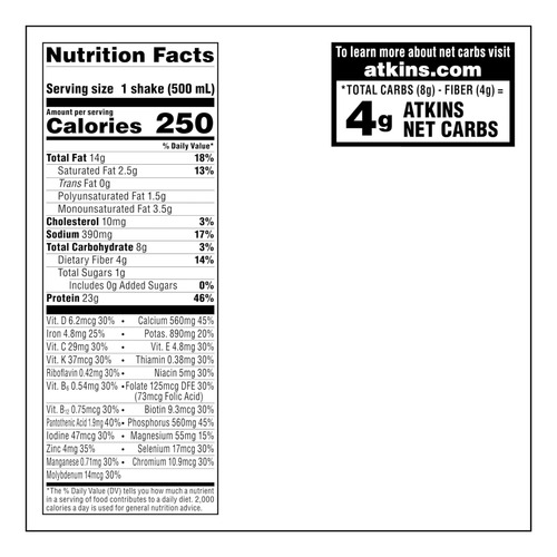 Shake De Chocolate Atkins Cheamy: 23 G De Proteína, Baixo - Imagem 6