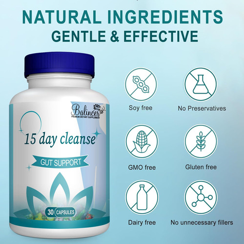 Suplemento Cleanse Balincer 15 Day Gut Detox 30 Cápsulas - Imagem 7
