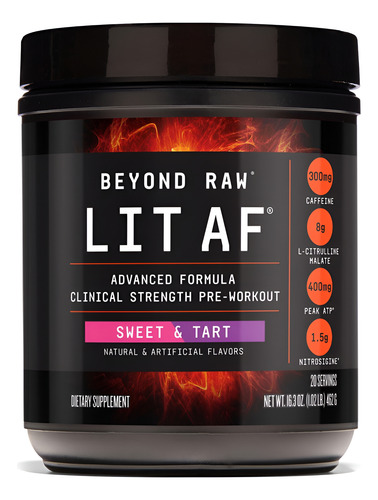 Pre Workout Beyond Raw Lit Advanced Sweet Tart 20 Porções