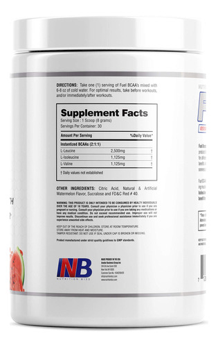 Suplemento Nutritionbizz Fuel 2:1:1 Bcaa Em Pó 5g 30 Porções - Imagem 3