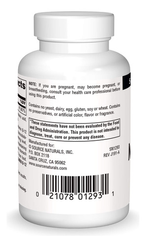 Suplemento Source Naturals Metilcobalamina Vitamina B-12 1mg - Imagem 2