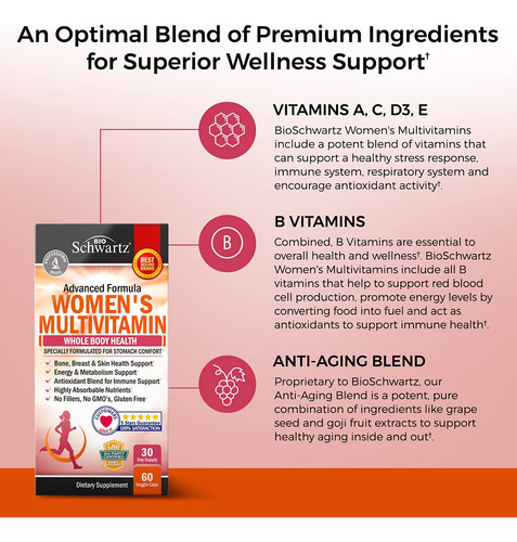 Multivitamínico Bioschwartz Para Mulheres Com Vitamina D3 60 - Imagem 3