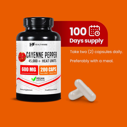 Extrato De Pimenta Caiena Healthfare 600mg | 200 Cápsulas - Imagem 3