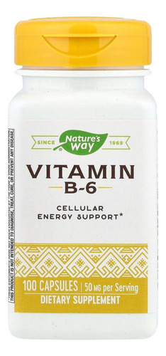 Suplemento De Vitamina B-6 Da Nature"s Way, 50 Mg, 100 Cápsu