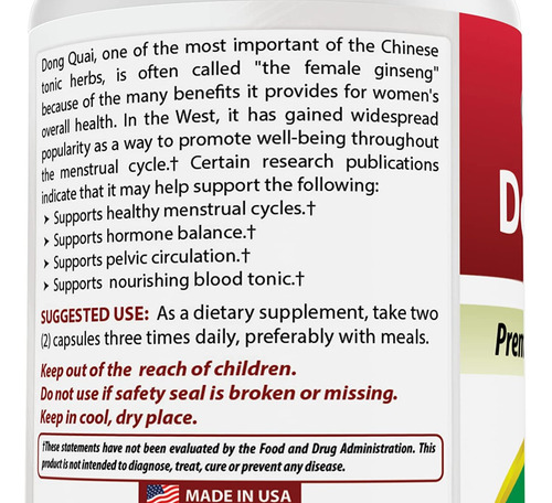 Dong Quai 530 Mg 180 Cápsulas Da Naturals - Imagem 7
