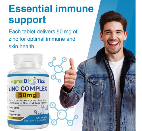 Suplemento De Zinco Sigmabiotics 50mg Para Imunidade E Pele - Imagem 7