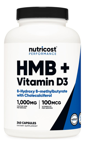 Suplemento Nutricost Hmb (1000mg) E Vitamina Diu) - 240 Cáp - Imagem 6