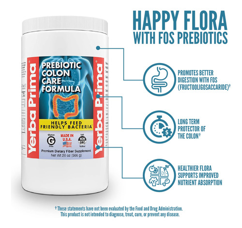 Suplemento Yerba Prima Prebiotic Colon Care 590ml Em Pó - Imagem 2