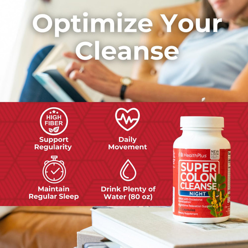Suplemento Health Plus Super Colon Cleanse Night 60 Cápsulas - Imagem 14