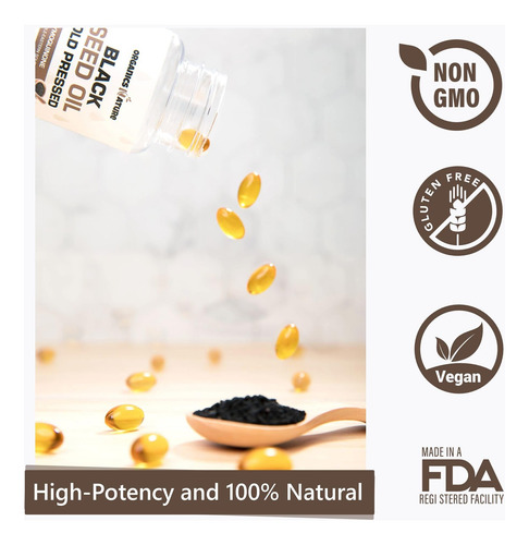 Cápsulas De Óleo De Semente Preta Organics Nature 1000mg Cáp - Imagem 6
