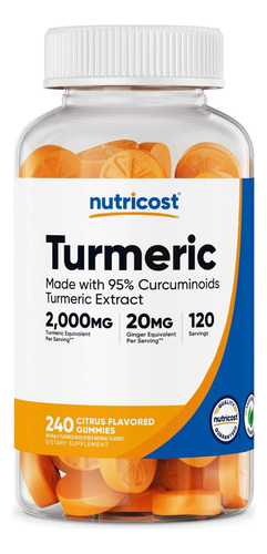 Gomas De Cúrcuma Nutricost (240 Gomas) - Sabor Cítrico, Feit