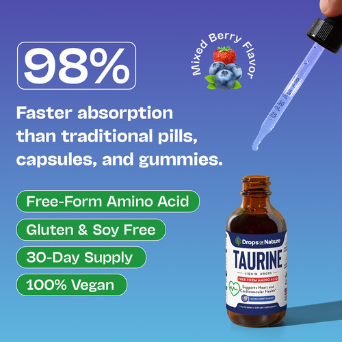 Suplemento Drops Of Nature Taurine Liquid 60ml Mixed Berry - Imagem 3