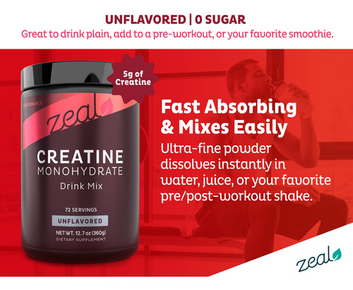 Suplemento Zeal Creatina Micronizada Monohidratada 5g 72 Ser - Imagem 7